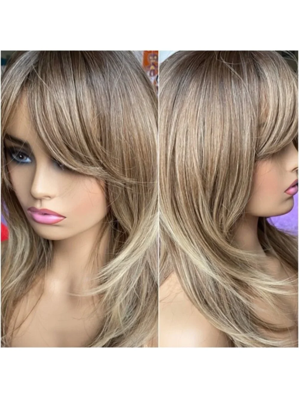 long Brown sugar a brunette blonde wig